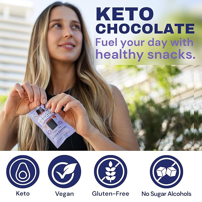 Krack’d Snacks Chocolate Snack Bars 10 Pk | Plant-Based Dark Chocolate Aloha Caramel with Almonds &amp Coconut | Gluten Free Candy Bars | Keto Chocolate Treats