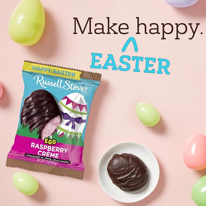 RUSSELL STOVER Easter Raspberry Crème Dark Chocolate Easter Egg 1.3 oz. (Pack of 18)