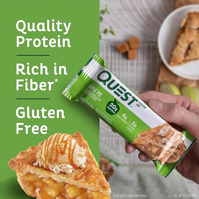 Quest Nutrition Apple Pie Protein Bar 20g Protein 4g Net Carbs 2g Sugar Gluten Free Keto Friendly 12 Count
