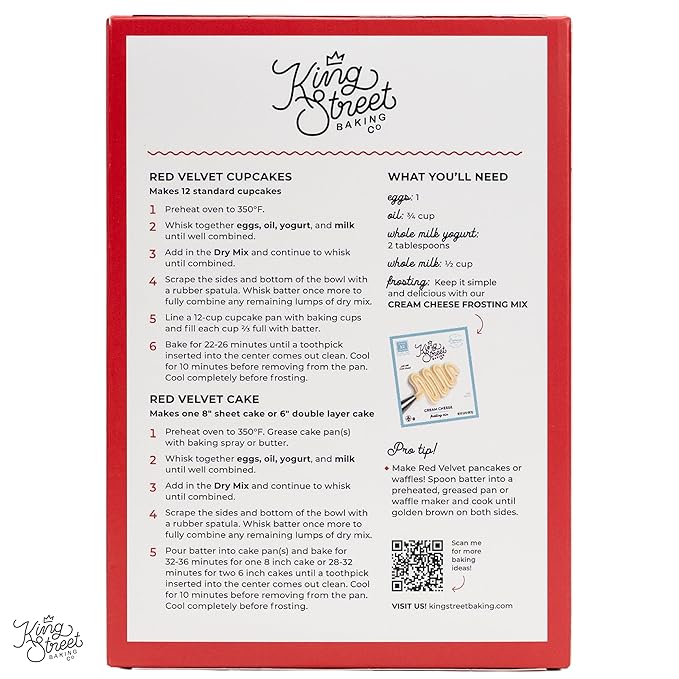King Street Baking Co Red Velvet Cupcake &amp Cake Mix - Premium Ingredient Box Mix - 3 Pack
