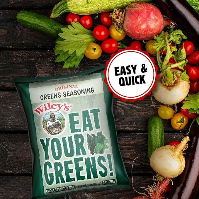 Wiley�s Green Seasoning 12 Packets Fresh Herbs and Spices for Collards Spinach Kale Turnip and Mixed Greens or Soup and Stew Ham and Bacon Flavored Blend