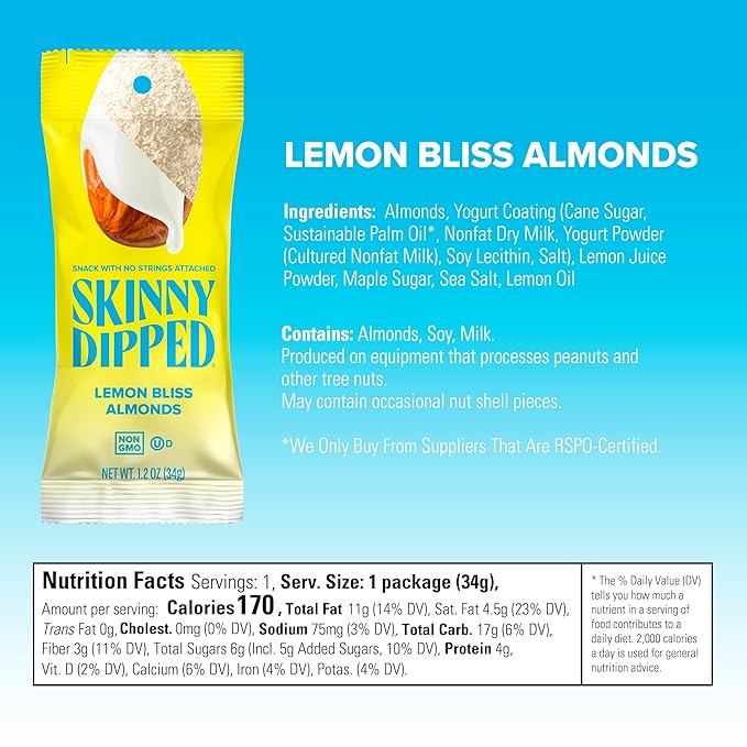 SkinnyDipped Snack Attack Almond Variety Pack Chocolate Covered Almonds Low Sugar Gluten Free Healthy Snack 1.2 Ounce Bags (Pack of 15)