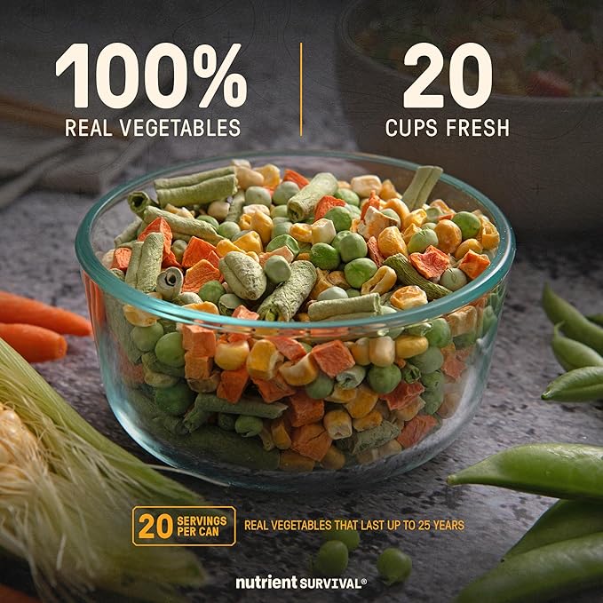 Freeze-Dried Mixed Vegetables – #10 Can | 25-Year Shelf Life | Emergency Food | Premium Non-GMO Blend