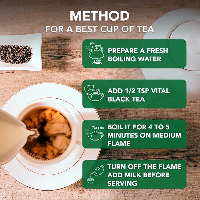 Vital Classic Loose Leaf Tea - Black Tea Beverages Black Chai Tea Naturally Anti Oxidized Black Loose Tea Leaf Blend- 900gm- Easy To Use Jar