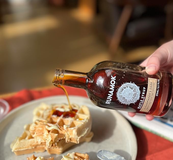 Runamok Maple Syrup Sugarmaker's Dark - Grade A Vermont Maple Syrup Dark Color Robust Taste | Pure Wood Fired Maple Syrup &amp 100% Natural | Classic Breakfast &amp Pancake Syrup | 12.68 Fl Oz (37