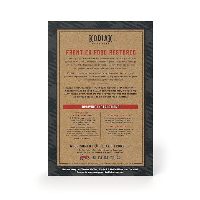 Kodiak Brownie Baking Mix Chocolate Fudge High Protein100% Whole Grains (Pack of 2)