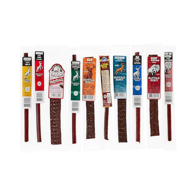 Jerky Dynasty Big Game Mix Jerky Wild Range Variety Pack with Elk Venison &amp Buffalo - Unique Farm-Raised Gourmet Jerky Mix Flavorful Beef Added Delectable High-Protein Snack (10 Pack)