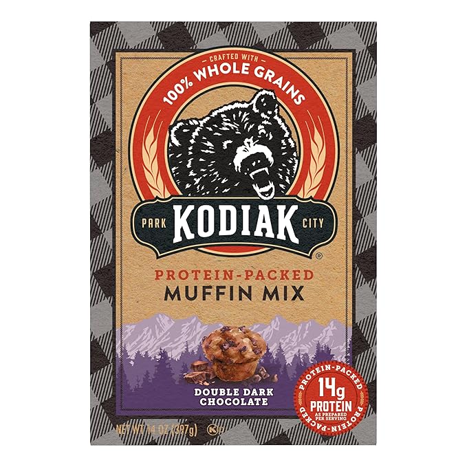 Kodiak Cakes Power Bake Muffin Mix Double Dark Chocolate 14 Ounce (Pack of 6)