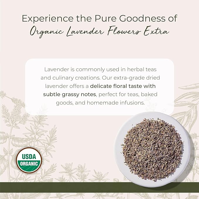 Starwest Botanicals Dried Lavender Flowers Extra Organic - Edible Loose Lavender Buds for Tea Drinks Baking &amp Cooking Certified Kosher Herb Non-GMO - Bulk 1 lb Bag