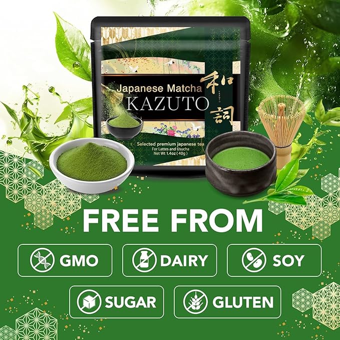 Kazuto Premium Ceremonial Grade Matcha Green Tea Powder - Premium First Harvest Single Origin USDA Organic Gluten-Free Vegan 100% Pure Unsweetened No Additives from Shizuoka (1.06oz Premium)