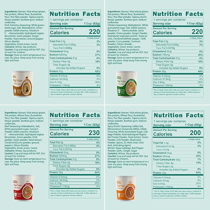 VOLO VERO High Protein Ramen Cups 14-Count Variety Flavors Plant-Based Vegan Non-Fried Low Fat Quick and Convenient Meals