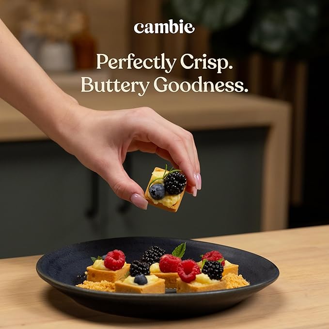 Cambie Mini Square Vanilla Tart Shells 33mm (1.3) Diameter French Style Tart Shells White Chocolate Coating Pack of 96