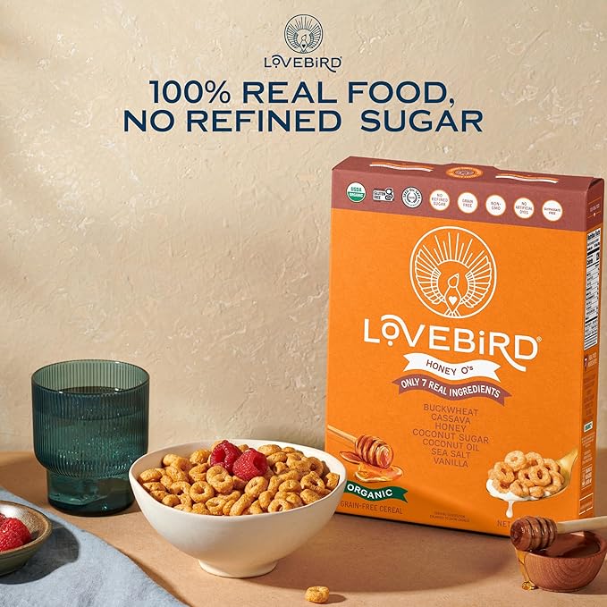 Lovebird Organic Cereal That Actually Tastes Good - 100% Real Food &amp Healthy Gluten Free Cereal No Refined Sugar Paleo Keto Friendly Healthy Snacks for Kids Adults - Variety 6-Pack