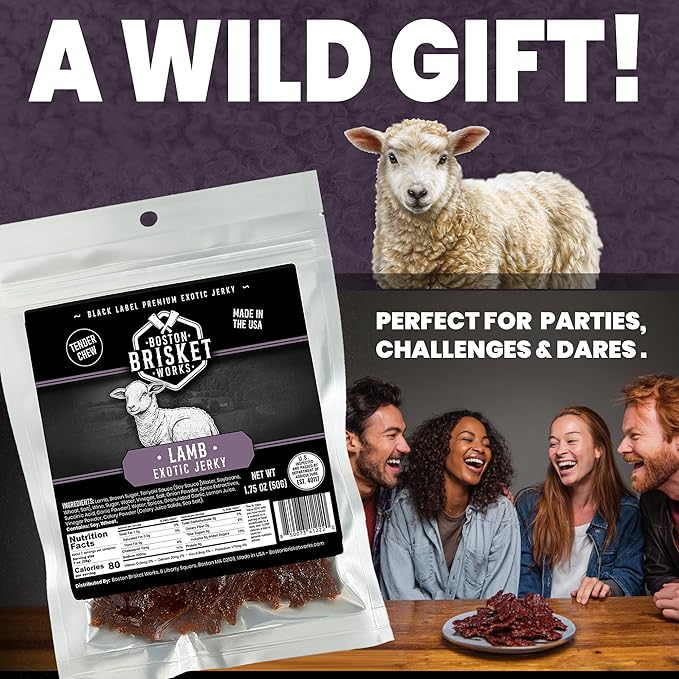 LAMB JERKY - Premium Artisan Meat - Gourmet Foodie Snack - Unique Meat Lover Gift for Men Dad - Savory High Protein Present