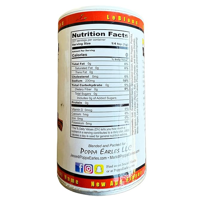 Poppa Earle's Seasoning (Cajun Seasoning Company) Gluten Free and No MSG All Purpose Seasoning Pops Season-all Pack of 3 (8) ounce cans