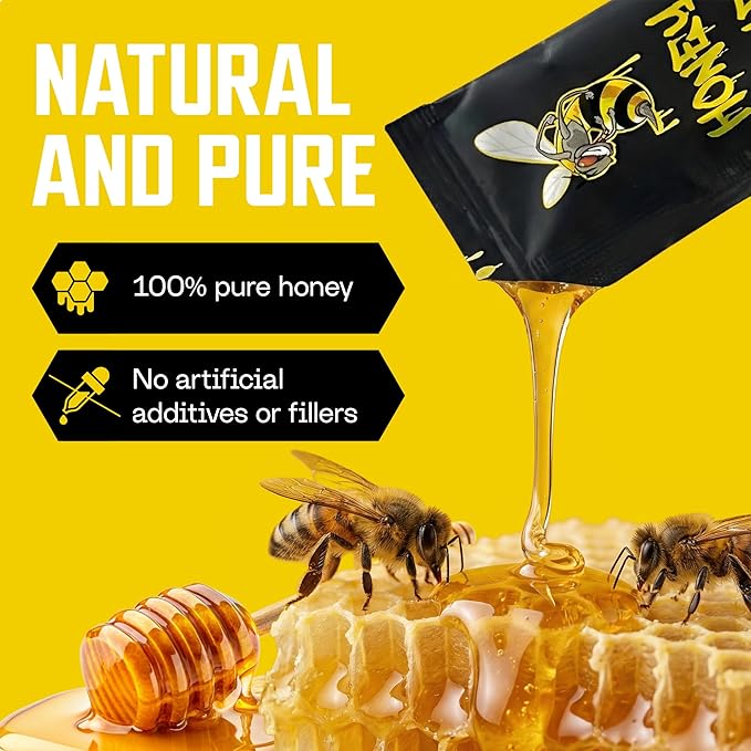 Honey Bae Natural Honey Sachets Herbal Vitality &amp Energy Support for Men Pure Honey with Maca Tongkat Ali Ginseng On-The-Go Single Serve Packets 12 x 15g