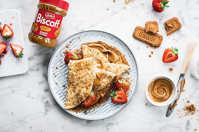 Lotus Biscoff CRUNCHY Cookie Butter Spread non GMO + Vegan 13.4 Oz Jar (Pack of 8)