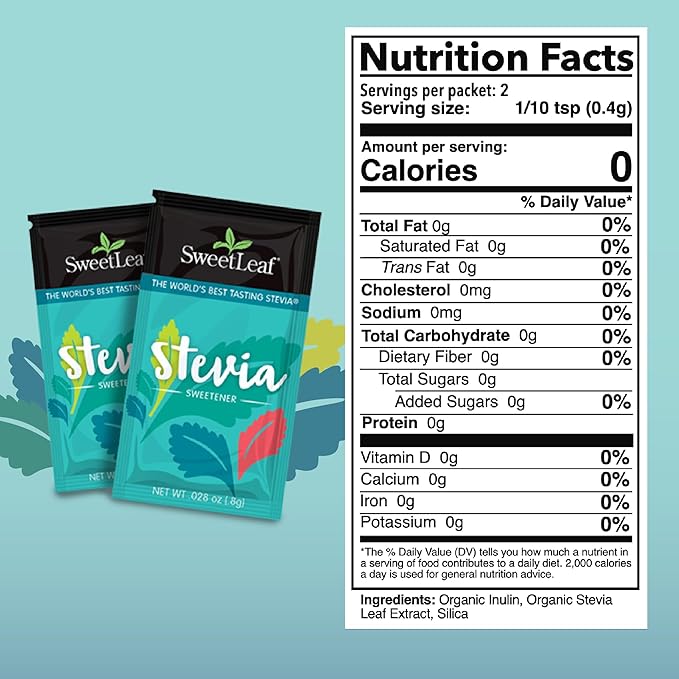 SweetLeaf Organic Stevia Powder Packets - Zero Calorie Sweetener with Stevia Leaf Extract No Artificial Sweetener Additive Sugar Free Keto Friendly Non GMO Gluten Free - 35 Packets (Pack of 1)