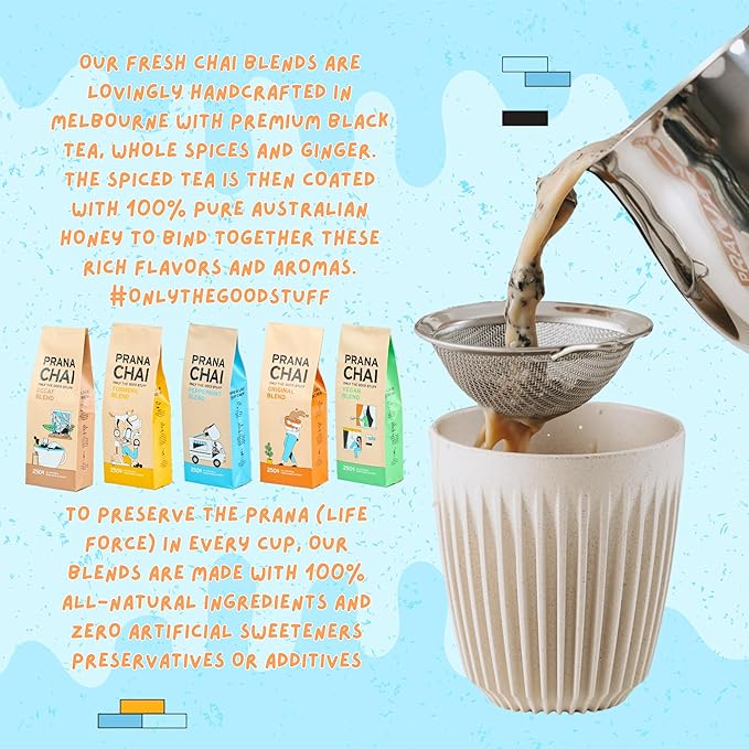 Prana Chai 3 Flavor Sampler - Masala Original Chai Turmeric Blend Peppermint