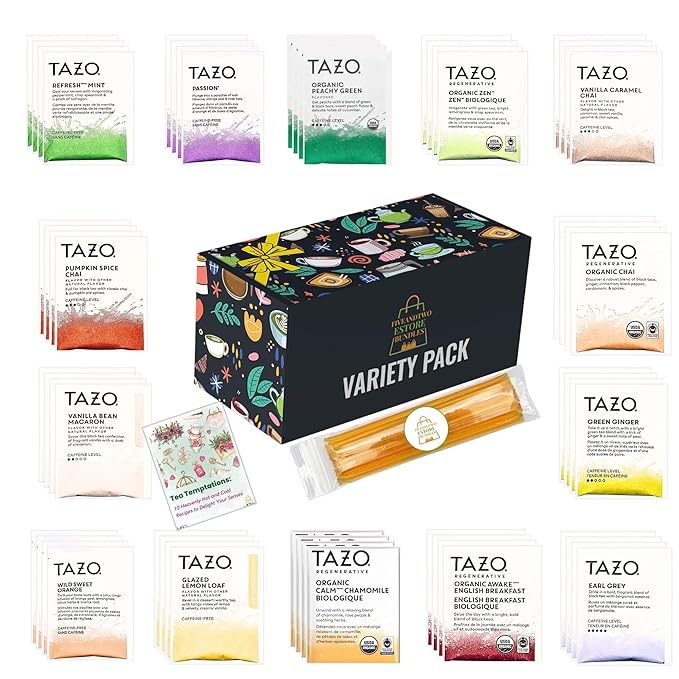 56-Piece Tea Sampler Gift Set – 14 Flavors Premium Assorted Variety Pack with 10 Honey Sticks &amp Recipe eBook – Gift for Tea Lovers Him &amp Her