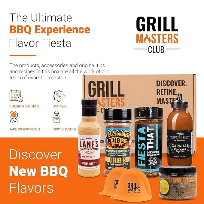 Grill Masters Club Flavor Fiesta Box | Latin-Inspired Sauces Seasonings Premium BBQ Spices Sauces | Essential for Cooking Grilling and Smoking | Perfect Grill Gift for Men &amp Women