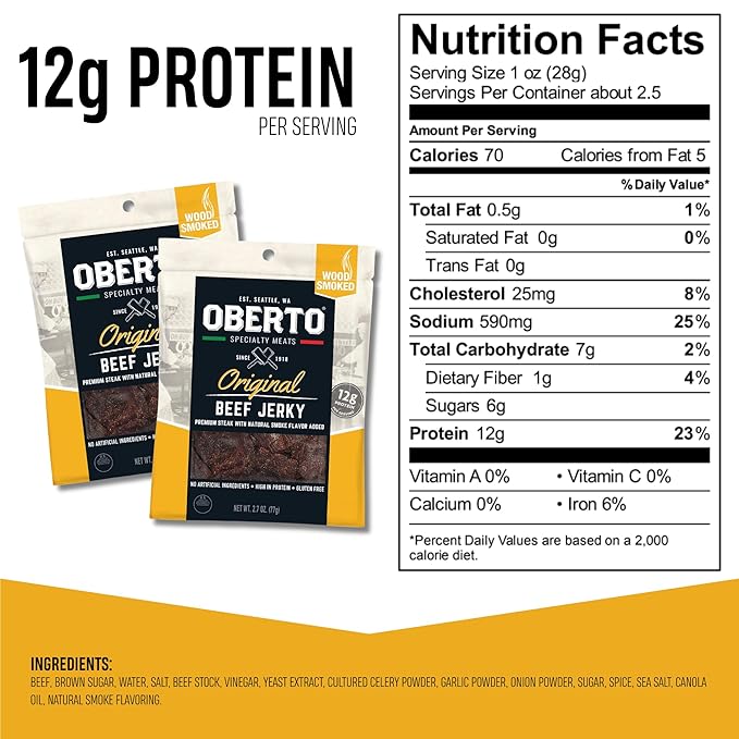 Oberto Specialty Meats Original Beef Jerky 2.7 Ounce (Pack of 8)