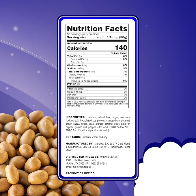 Manzela Japanese Style Coating Peanuts | Crunchy with Flavorful Sauce Savory &amp Slightly Sweet Unique Texture Authentic Mexican Snack Cacahuates Japoneses Mexicano Size 10 ct/6.35 oz Each 2-P