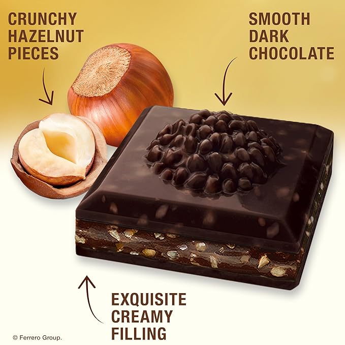 Ferrero Rocher premium chocolate bar Dark chocolate bar Hazelnuts and Cocoa Filling Perfect Self Treat 3.1 oz Each