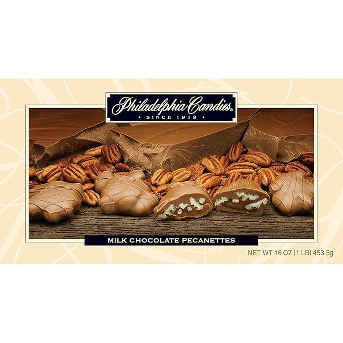 Philadelphia Candies Original Pecanettes (Caramel Pecan Clusters) Milk Chocolate 1 Pound Gift Box