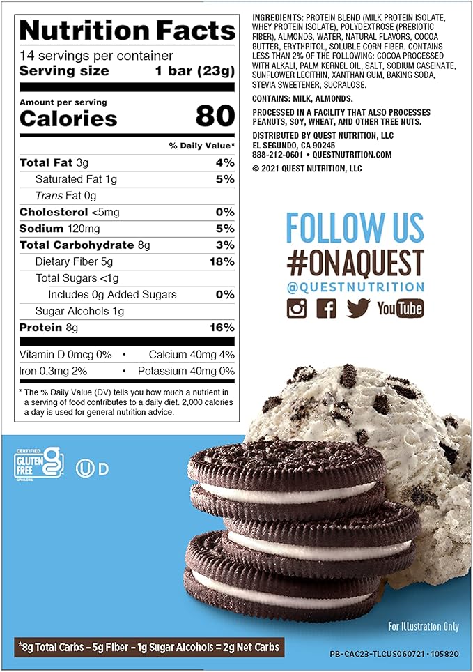 Quest Nutrition Mini Protein Bars Bundle Chocolate Chip Cookie Dough and Cookies &amp Cream High Protein Low Carb Keto Friendly 14 Count Each