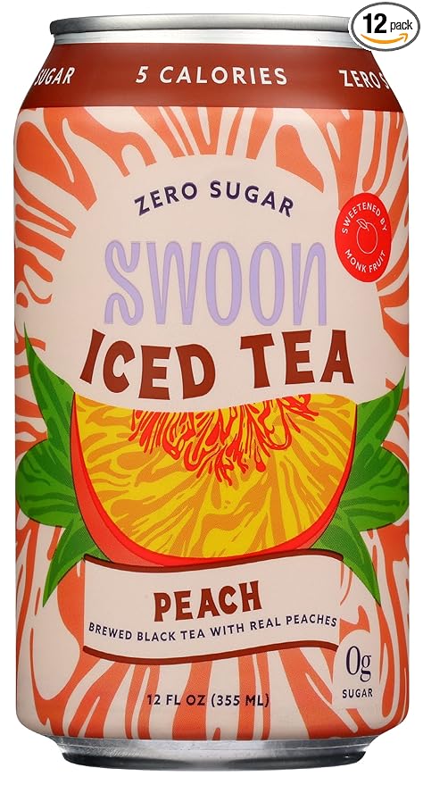Swoon Peach Iced Tea Zero Sugar Gluten Free 12 Fluid Ounce (Pack of 12)