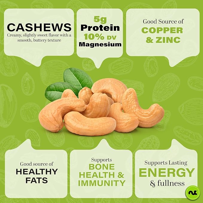 NUT CRAVINGS - Roasted Cashews Slightly Salted - Jumbo Whole (80oz - 5 LB) Packed Fresh in Resealable Bag - Nut Snack - Food Assortments