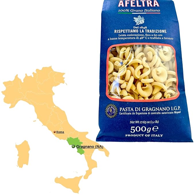 Afeltra Vesuvio Pasta from Italy 17.6 oz. (500g)(Pack of 4) Pasta di Gragnano IGP - Torchio - Vesuvio - Authentic Italian - Noodles from Durum Wheat Semolina
