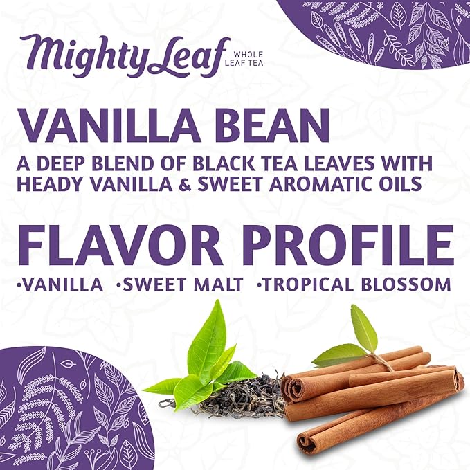 Mighty Leaf Vanilla Bean Tea 100 Tea Pouches