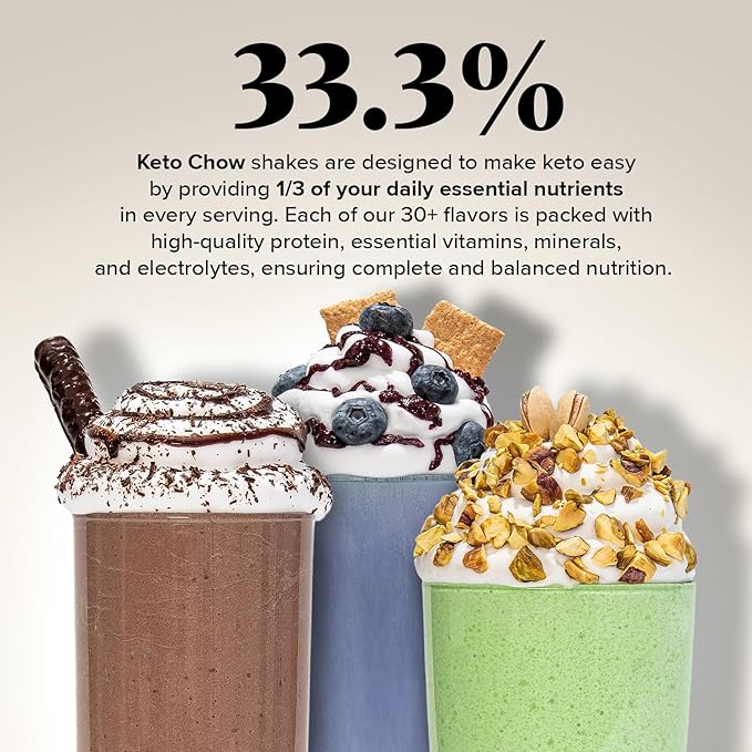 Keto Chow Orange Cream - Keto Meal Replacement Shake Powder - Nutritionally Complete - Low Carb - Delicious Easy Meal Substitute - Protein Rich You Choose The Fat - 21 Meal Serving