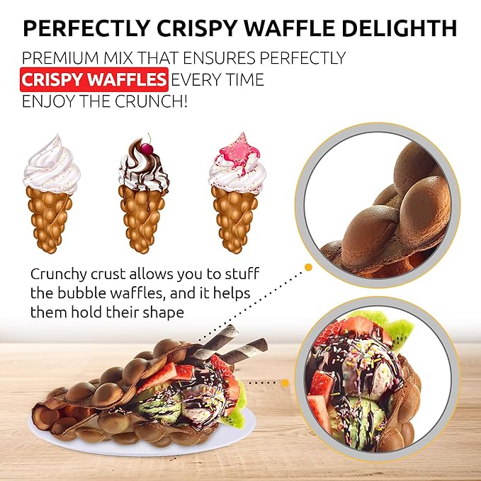 OldSoul Professional Bubble Waffle Mix | Crispy | 5 Lbs | Chocolate Flavor | Egg Waffle Mix | 28 Waffles (5 Lbs Traditional)