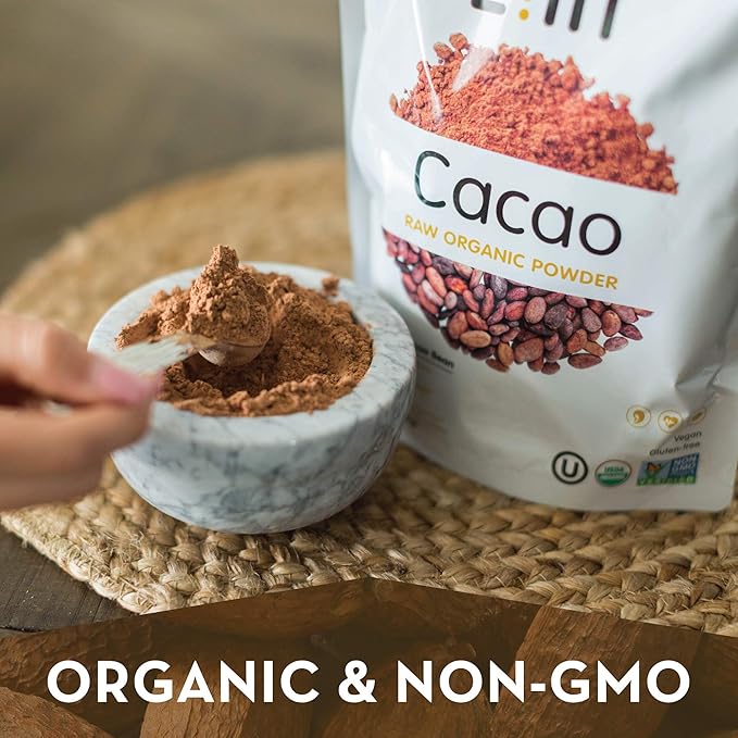 Zint Organic Cacao Powder (32 oz): Paleo-Certified Organic Non GMO Anti Aging Antioxidant Superfood Gluten Free Cocoa Cacao Beans Pure Delicious Chocolate Essence 32 Ounce