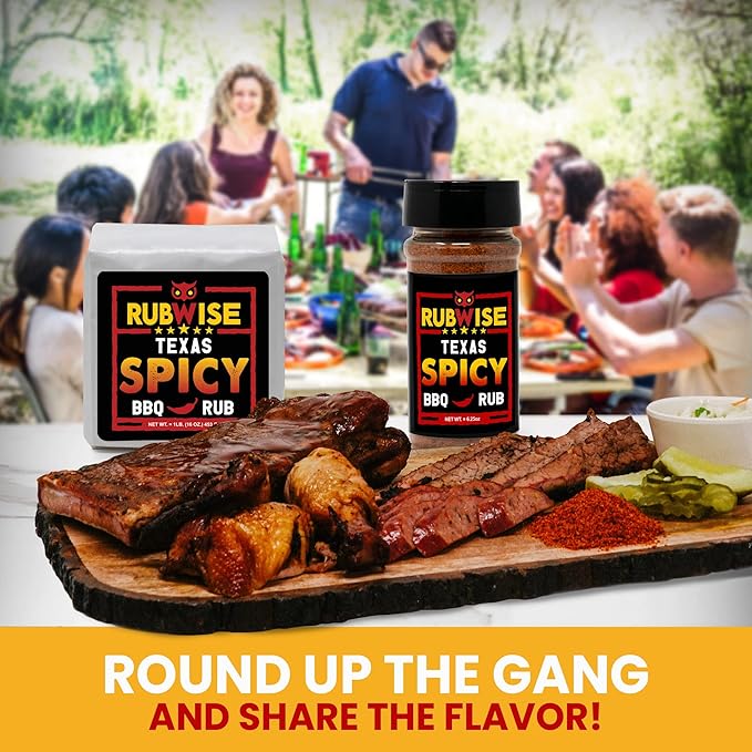 Texas Style Spicy Seasoning Rub &amp Brisket Rub by Rubwise | BBQ Rub &amp Spices for Smoking &amp Grilling | Dry Rubs | Great on Brisket Steaks Ribs Burgers Chops &amp Add kick to your meat (