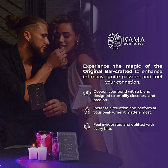 Kama Tantric Chocolate Candy - Organic Chocolate Infused with Potent Adaptogens - Boosts Connection and Vitality - Chocolate Gift Box (Kama - 15 Bars Master Kit Original Dark Chocolate)