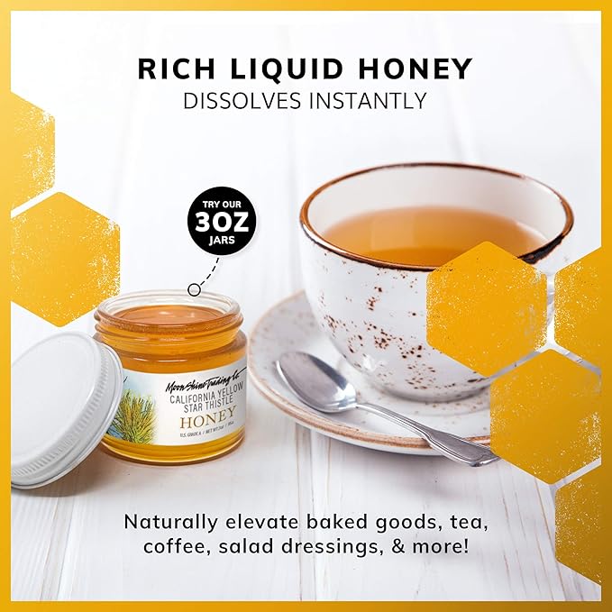 Moon Shine Trading Co. California Yellow Star Thistle Raw Honey | Award Winning Sweet Honey | 100% Pure Unpasteurized Natural &amp Unfiltered | Local Artisan Made