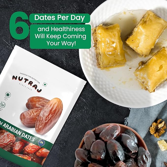 UAE Arabian Dates (Khajur) 1kg (2 x 500g Pouches) Dried Whole Dates