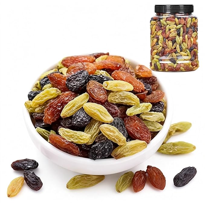 Premium Three-Color Raisins 500g Can - Large Plump &amp Ready-to-Eat Dried Fruit For Snacking Baking Oatmeal Yogurt