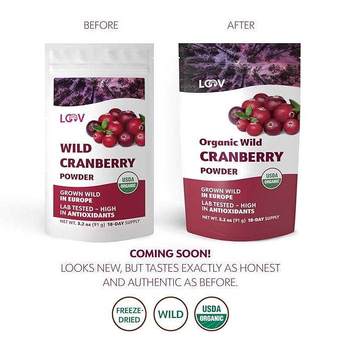 Organic Freeze-Dried Cranberry Powder – Pure 100% Natural Wild Whole Fruit Certified Organic from Nordic Forests – Non-GMO No Added Sugar – 3.2oz (18 Servings)