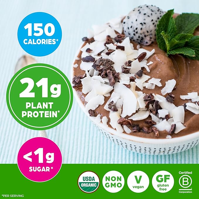 Orgain Organic Vegan Protein Powder Creamy Chocolate Fudge - 21g Plant Protein 6g Prebiotic Fiber Low Carb No Lactose Ingredients No Added Sugar Non-GMO 10 Single Serve Individual Packets