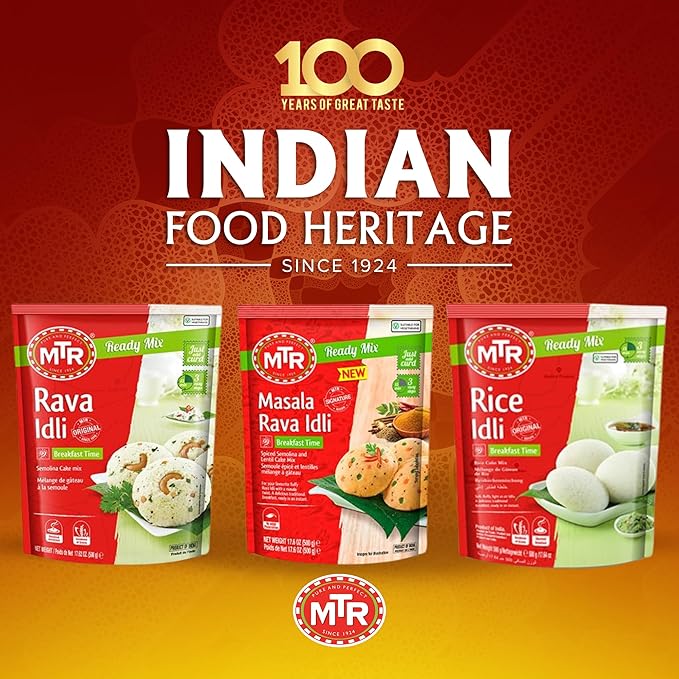 MTR Instant Masala Rava Idli Mix - Ready to Cook Authentic Indian Breakfast Lunch Dinner or Snack Meal - No Added Preservatives - A Quick &amp Easy Recipe Suitable for Vegetarians - (500g Pack of