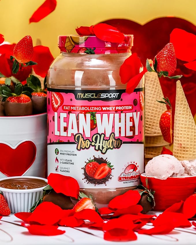 MuscleSport Lean Whey Revolution™ Protein Powder - Whey Protein Isolate - Low Calorie Low Carb Low Fat Incredible Flavors - 25g protein per scoop (2LB Strawberry)