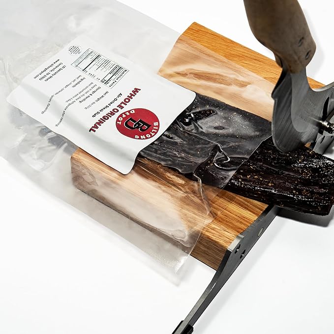 Biltong Depot Stainless Steel Biltong Cutter + Original Biltong Slab (8oz) | Gift Pack | Air-Dried Beef Jerky Snack | High Protein | Keto &amp Paleo Friendly | Zero Sugar | Gluten Free | No Artificia