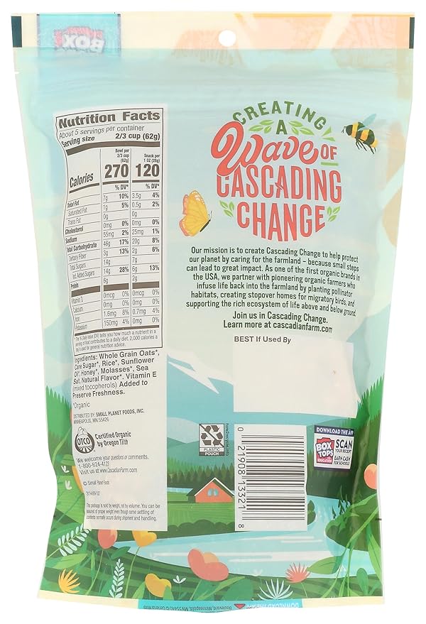 Cascadian Farm Organic Oats And Honey Granola Non GMO 11 Ounces (Pack Of 4)