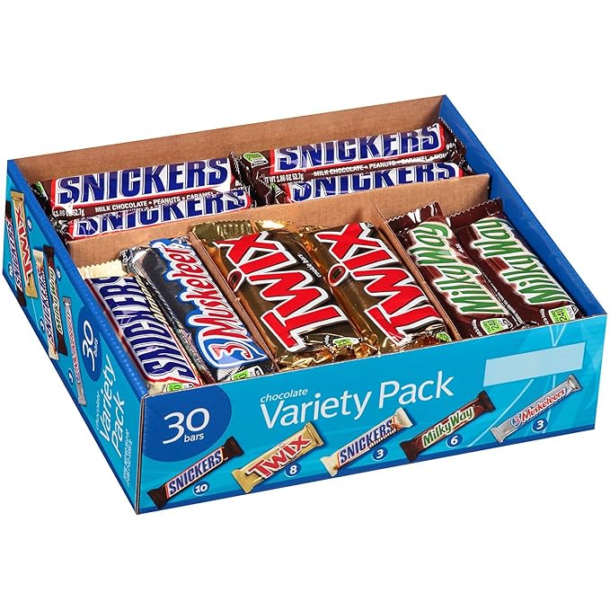 M&ampM Mars Chocolate Bar Variety Pack 55 Ounce 30 Count