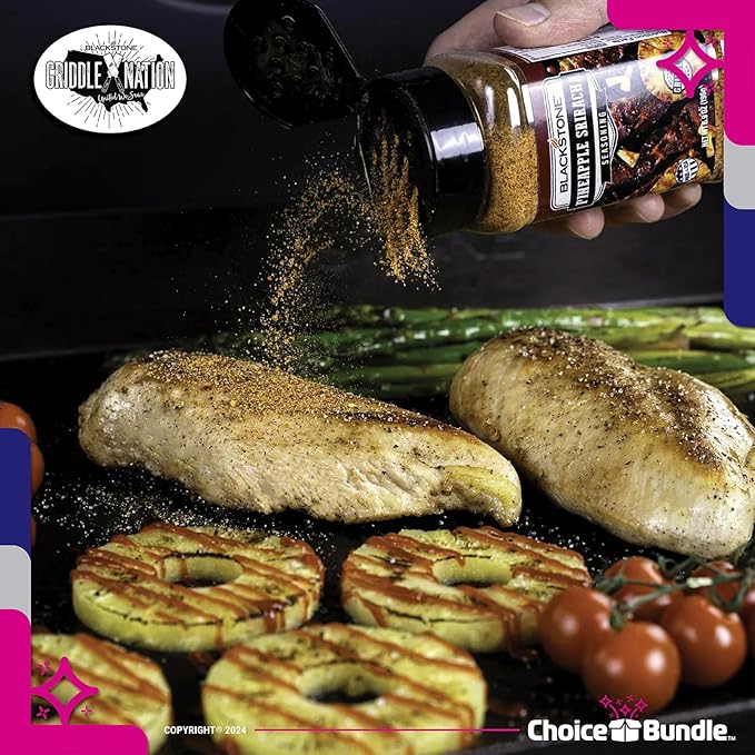Blackstone Cajun Pineapple Sriracha Tequila Lime Seasoning - Gourmet Griddle Premium BBQ Barbecue Rub 3 Pk Choice Bundle (22.6 oz) + BBQ Guide &amp Bottle Opener (5 Items)!